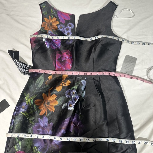 NEW $338 Kay‎ Unger [ SZ 6 ] Helene Peony Bouquet Column Gown Black Raven S2052 - Picture 4 of 14